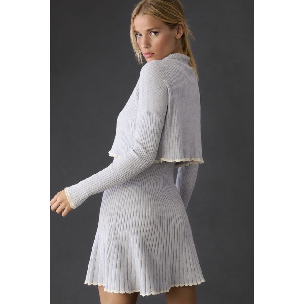 Anthropologie Daily Practice Miles Sweater Dress Small Gray Knit Pleated Preppy - Picture 2 of 15